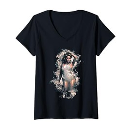 Womens Beyonce Silver Dress 2009 V-Neck T-Shirt