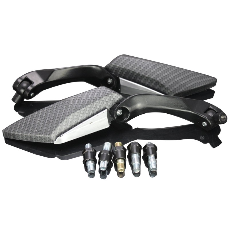 MotorToGo Black Carbon Mini Motorcycle Mirrors for 2006 Yamaha YZF