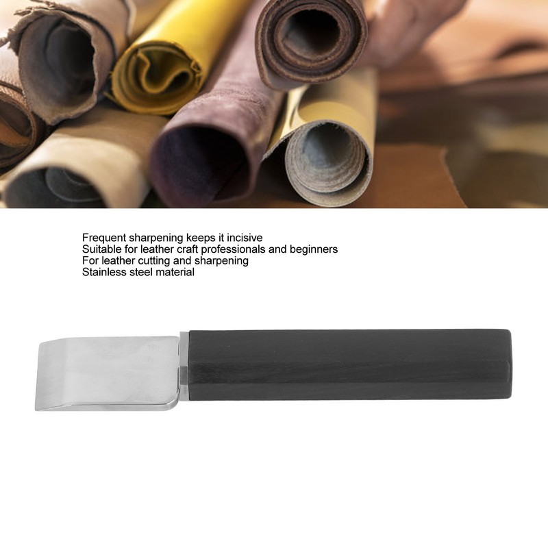 Leather Cutting Knife Stainless Steel Incisive Blade Wooden Handle Glossy