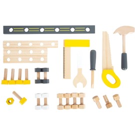 Small Foot Wooden Toys- Compact Premium Workbench Playset for Boys and Girls- Role Play Construction Set Includes 5 Wooden Tools-Ages 3+