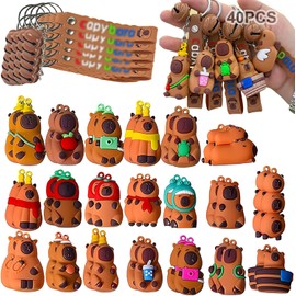 40 Piezas Llaveros Mayoreo Capibara,llaveros para Regalos Dia del Niño (Incluye Llavero, Campanas) Lindo Animal de Capibara,Juguetes de lavero y Regalos,egalos Dia Del Niño Mayoreo