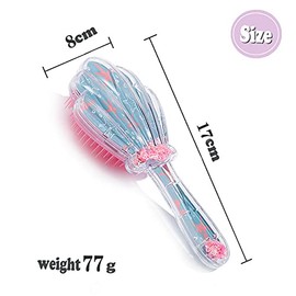 Mermaid Detangler Hair Brush, Detangling Hair Comb Christmas Shell Glitter Comb Hairbrush Massage Scalp No Pain Detangler for Dry & Wet Hair Kids Girls Woman (Pink)