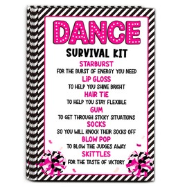 Dancer Survival Kit Gift Tag, Black Pink Dancer Appreciation Tags for Gift Bags, Good Luck Gifts for Dancers - KA03