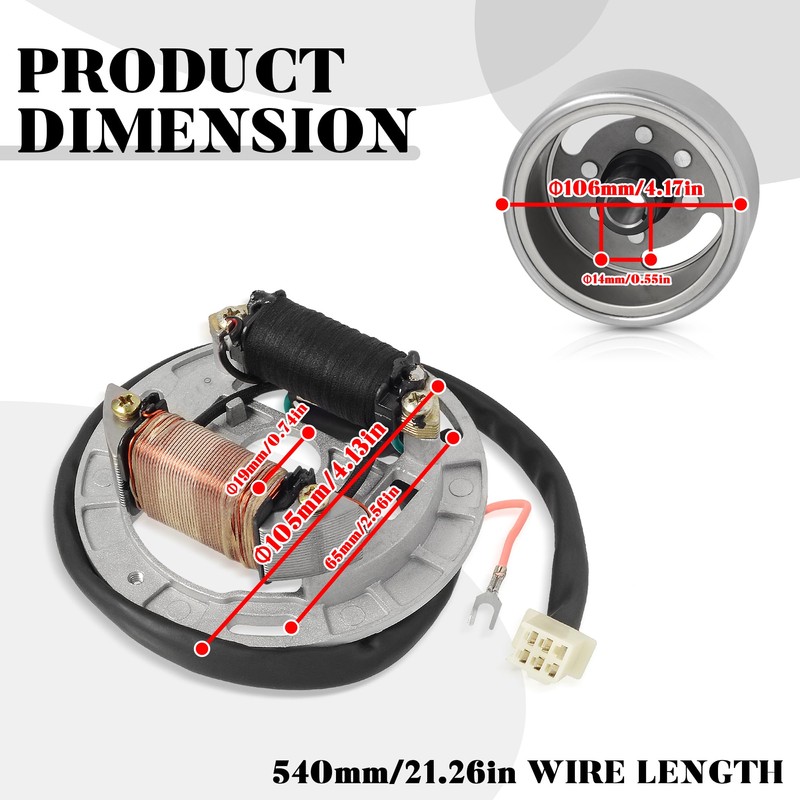 Ignition Magneto Stator Coil with Flywheel Rotor Kit with Plate