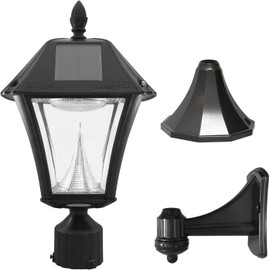Gama Sonic Baytown II, Outdoor Solar Light and 3" Pole Pier & Wall Mount Kits, Lamp Only, Bright White LED, Black