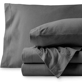 Bare Home Jersey Sheet Set, Ultra Soft, 100% Cotton - Breathable - Deep Pocket (Split King, Grey)