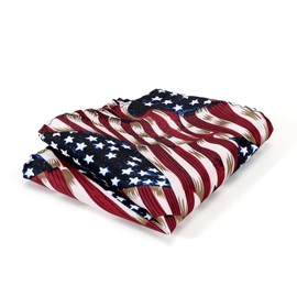 Junmaxroad Men's American Flag Tie Set 3.27" (8.3CM) USA Flag Neckties and Pocket Square Set with Gift Box