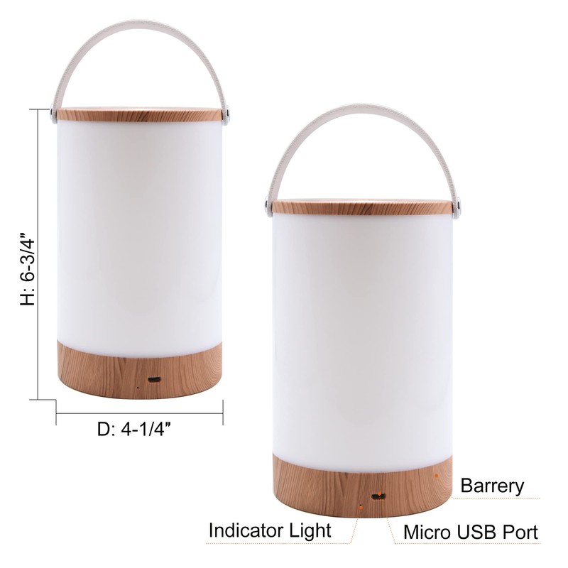 Facon LED Portable Lantern with Touch Dimmable Switch, Rechargeable Battery-Operated
