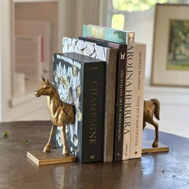 Fox Run Horse Decorative Bookend Set, 100% Iron, 4.5" x 3.75" x 9" Heavy Bookends
