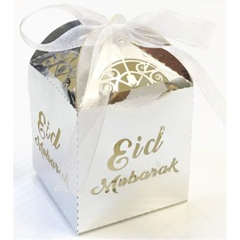 HHB Eclipse 'Eid Mubarak' Decorative Metallic Party Favor Gift Box, Muslim Islamic Party Supplies (Mixed, 18 Count)
