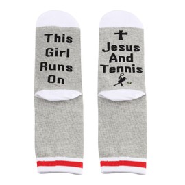 PXTIDY Jesus And Tennis Socks Tennis Fan Gift Christian Verse Socks Tennis Gift For Tennis Lovers Tennis Player Training Socks
