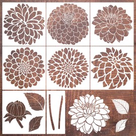 Large Flower Stencils for Painting Dahlia Flower Stencils for Walls 14” Floral Stencil Templates for Garden Fence Wood Furniture Fabrics