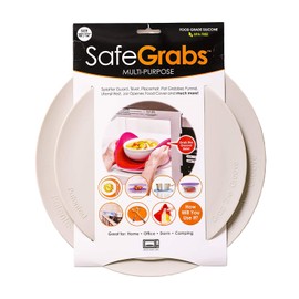 Safe Grabs: Multi-Purpose Silicone Original Microwave Mat as Seen on Shark Tank | Splatter Guard, Trivet, Hot Pad, Pot Holder, (BPA Free, Heat Resistant, Dishwasher Safe), Gray & Football
