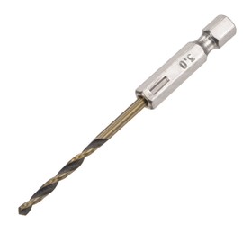 sourcing map High Speed Steel Hex Shank Twist Drill Bit, 3mm Drilling Dia with 1/4 Inch Hex Shank 80mm Length