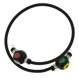 Glass Of Venice Venetian Glamour Bracelet - Black Millefiori, Glass, Crystal
