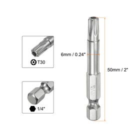 HARFINGTON T30 Security Torx Bit 1/4" Hex Shank 2" Long S2 Steel Magnetic Tamper Resistant Star Bits Screwdriver Torx Head with Hole for Driver Drill Bits Remove Fastening Screws
