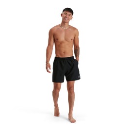 Speedo Men's 16" Watershort Swiming Trunks| Quick Dry | Comfortable Fit | Clasic Style | Drawstring Waist, Prime Black, One Size