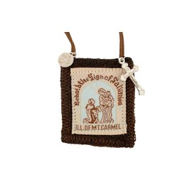 Venerare Catholic Holy Figure Saint Scapular | 100% Wool | Comes with Enrollment Papers (Wool Brown)