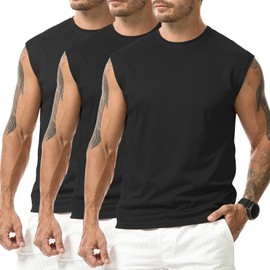 Suwangi Mens 3 Pack Tank Top Gym Athletic Quick Dry Muscle Bodybuilding Sleeveless Shirts Workout Tee Fitness Running Shirts Black/Black/Black