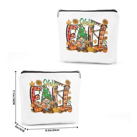 Gnomes Gifts for Women Cute Gnome Fall Cosmetic Bag Autumn Pumpkin Fall Leaves Makeup Bag Western Stuff Sunflower Gifts for Women Sister Friend Travel Organizer Thanksgiving Christmas Birthday Gifts