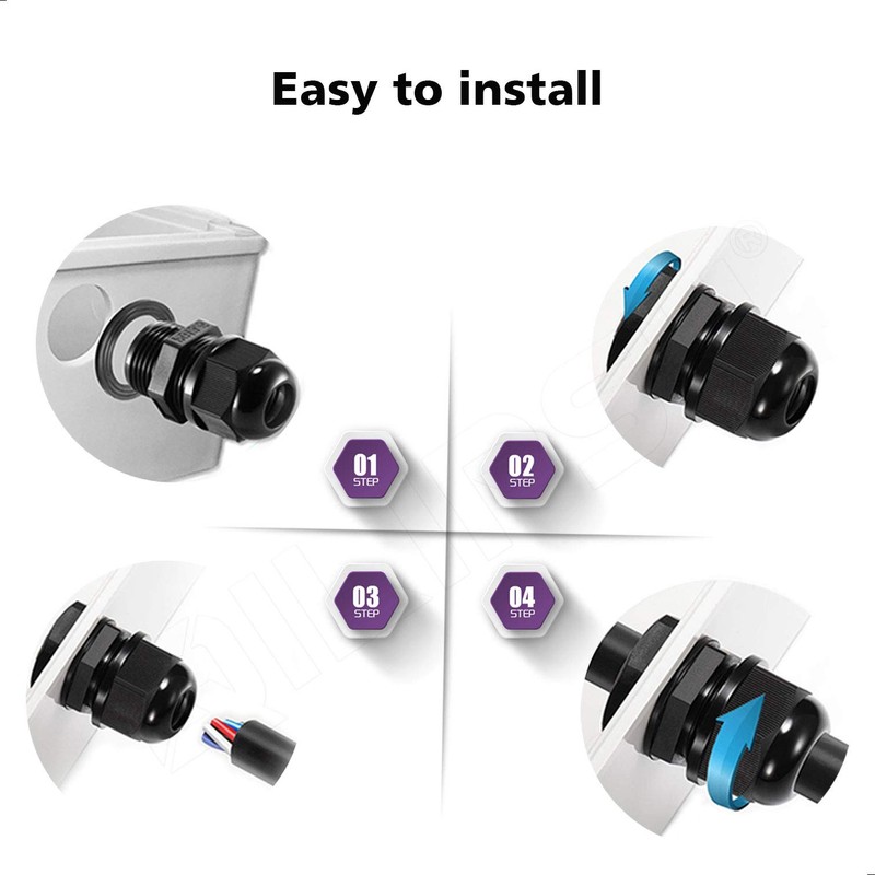 QILIPSU 50pcs 1/2" NPT Cable Gland Waterproof IP68 Nylon Cable