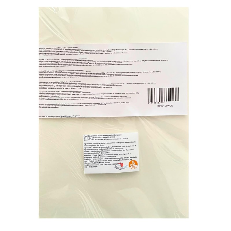 25 x Sheets of Edible Wafer Paper DL - Premium