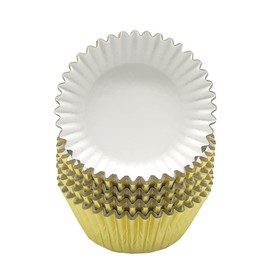 Mombake Disposable Standard Foil Paper Baking Cups, Muffin Cupcake Cases for Parties and More (Gold, Pack of 100)