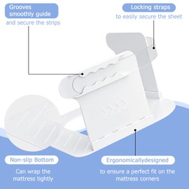 Bed Sheet Holder, Heavy Duty Bed Sheet Holder Adjustable Non-Slip Invisible Clips, Keep Sheets Firm Tight, for All Mattresses - 4pcs
