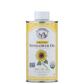 La Tourangelle, Aceite de girasol orgánico, aceite neutro para cocinar a fuego medio a alto y cuidado de la piel, alto oleico, sin OMG, pesticidas y s