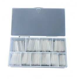 Fsahiuf 500 Stücke Extra Lange XXL Nagel Tips Set,Nageltips,9 Größen mit Etui Halbe Abdeckung Falsche Gefälschte,Denim-Nagelstück, Französisches Falsches Nagelpflaster (Transparent)
