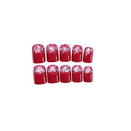 YONAIL 24pcs Short Red False Nails with Glue Design Red Nails Fake Press On Nails for Women Glue On Nails Bride Nail Tips Artificial Finger Nails Stick On Nails for Women Glue On False Nails