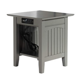 Atlantic Furniture Nantucket End Table with Charging Station, Grey