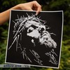 EMBROVERSE Black and White Jesus Embroidered Large Patch - Christian
