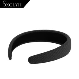 SXQLYH Padded Velvet Headband, Women's Headband, Thick Hair Band, Headbands, Soft Velvet Hair Band, Padded Hair Band, Comfortable Headbands for Women and Girls (Black)