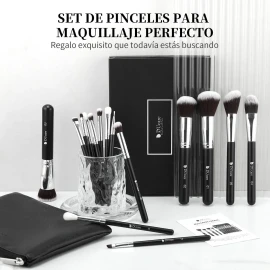 Ducare 15 Piezas 100% Brochas Para Maquillaje Color Negro
