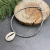 Cowrie Shell Anklet Silver Color Glass Seed Beads with Shell