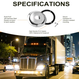 2Pcs 17-LED Watermelon Lights Kit for Semi Truck, Amber/White Roof Marker Clearance Light w/Bezels, Pads & Screws, Fits Peterbilt 379 389 Kenworth W900 Freightliner, 4.5" Spacing