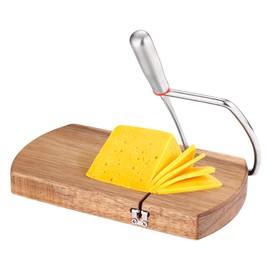 WarmHut Wooden Cheese Slicer Cutter, Heavy Duty Block Cheese Cutter Board with Stainless Steel Blade, Guillotine Sausage Ham Biltong Jerky Multipurpose Slicer