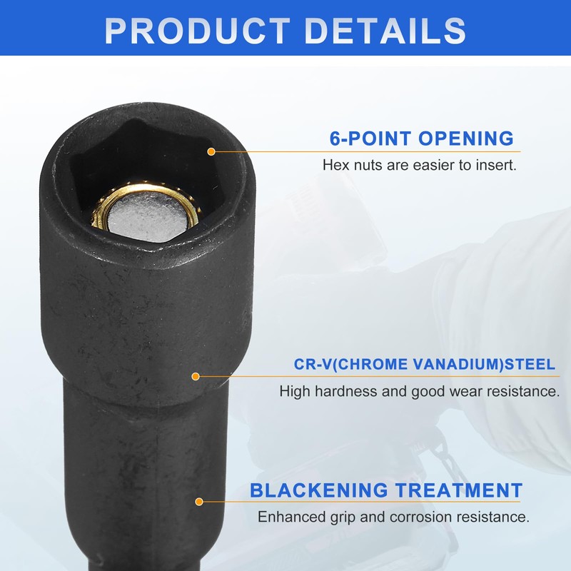 sourcing map 2pcs Magnetic Nut Driver 10mm Hex Drive Socket