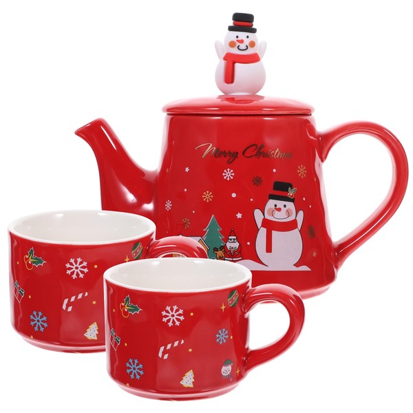 Cabilock Christmas Snowman Teapot Tea Cup Set Christmas Teapot Ceramic