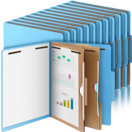 Skyygemm 24 Pcs Classification Folders Letter Size, 2 Pocket Dividers Pressboard File Folder with Fasteners, Expanding File Organizer Bulk for Teachers, Clergy, Office, Church, Christmas (Blue)