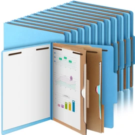 Skyygemm 24 Pcs Classification Folders Letter Size, 2 Pocket Dividers Pressboard File Folder with Fasteners, Expanding File Organizer Bulk for Teachers, Clergy, Office, Church, Christmas (Blue)