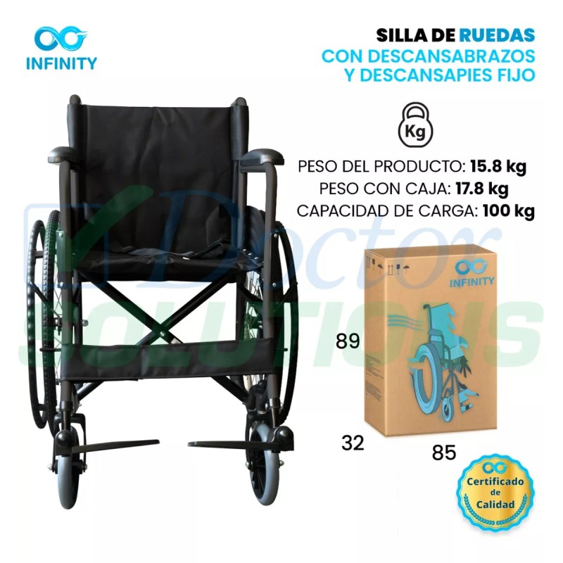 Infinity Silla De Ruedas Esmaltada Brazo Y Descansa Pies Fijo