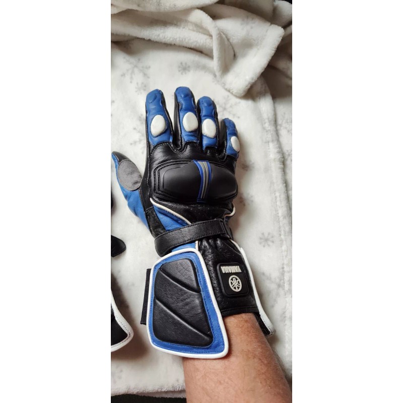 Yamaha Leather Gauntlet Motorcycle Gloves Sz Large