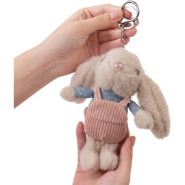 Galepromot 1Pc White 16cm Keychain Decoration,Plush Keychain Overalls Dress-up Long Ear Rabbit Animal Doll Plush Stuffed Bunny Doll Key Chain for Backpacks Accessories ，Animals Car Key Chain
