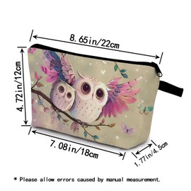 YULUENZE Owl Gift Owls Makeup Bag Cute Small Organizer Bag with Zipper Owl Print Cosmetic Bag Birthday Gifts for Owl Lovers Women Sisters Friends