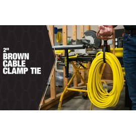 Southwire CLPT02 2-Inch Adjustable Heavy Duty Clamp Tie w/ Rotating Handle; Reusable Zip Down Cable; Brown