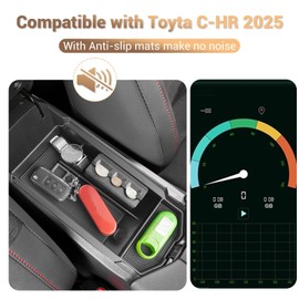 YEE PIN Compatible with Toyota C-HR Hybrid 2024 2025 Centre Console Organiser Storage Box, Centre Armrest Rest 3D Scan Original for CHR Accessories