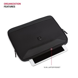 SwissGear Padded Zippered Laptop Sleeve, Micro-Twill Laptop Case with Fleece Lining & Front Webbing