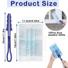 10 PCS Flash Dust Magnet, Blue Flash Dust Magnet Refill with 1 Handle, Strong Electrostatic Dust Removal, Refill Dust for Cleaning, Disposable Blue Electrostatic Duster Heads for Home Office